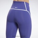 kvinner fet lilla 2X42N430 Reebok lux fargeblokk-tights med høy midje - Bilde 6