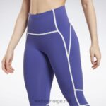 kvinner fet lilla 2X42N430 Reebok lux fargeblokk-tights med høy midje - Bilde 7