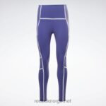 kvinner fet lilla 2X42N430 Reebok lux fargeblokk-tights med høy midje - Bilde 8