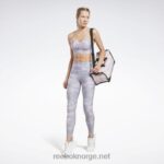 kvinner fiolett dis 2X42N480 Reebok treningsklare tights med kamotrykk - Bilde 2