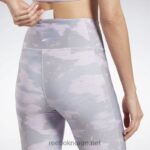 kvinner fiolett dis 2X42N480 Reebok treningsklare tights med kamotrykk - Bilde 4