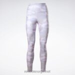 kvinner fiolett dis 2X42N480 Reebok treningsklare tights med kamotrykk - Bilde 6