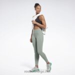 kvinner harmoni grønn 2X42N233 Reebok lux tights med høy midje - Bilde 2