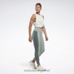 kvinner harmoni grønn 2X42N525 Reebok lux fargeblokk-tights med høy midje - Bilde 2