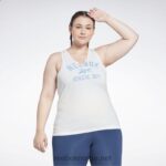 kvinner hvit 2X42N814 Reebok treningsklar supermium tanktopp med stor logo (plus size)