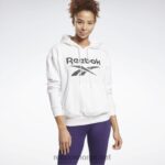 kvinner hvit svart 2X42N989 Reebok identitetslogo hettegenser i fransk frotté