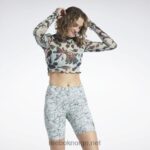 kvinner lett salvie 2X42N750 Reebok klassiske blomstrende skjorte med mesh-langermet med blomstertrykk