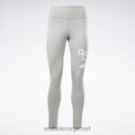 kvinner mellomgrå lyng/hvit 2X42N688 Reebok leggings med identitetslogo
