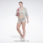 kvinner middels grå lyng 2X42N513 Reebok identitet liten logo fransk frotté hettegenser med glidelås - Bilde 2