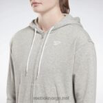 kvinner middels grå lyng 2X42N513 Reebok identitet liten logo fransk frotté hettegenser med glidelås - Bilde 4