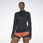 kvinner nattsvart 2X42N740 Reebok løpegenser med kvart glidelås