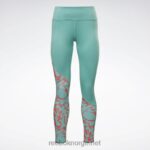 kvinner semi klassisk blågrønn 2X42N526 Reebok løpende leggings - Bilde 6