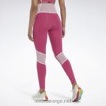 kvinner semi stolt rosa 2X42N385 Reebok lux fargeblokk-tights med høy midje - Bilde 4
