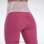 kvinner semi stolt rosa 2X42N385 Reebok lux fargeblokk-tights med høy midje - Bilde 6