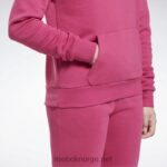 kvinner semi stolt rosa 2X42N582 Reebok identitet stor logo fleece hettegenser - Bilde 5