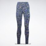 kvinner Skoggrønn 2X42N518 Reebok moderne leggings i safari bomull