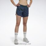 kvinner Skoggrønn 2X42N596 Reebok løpende shorts med trykk