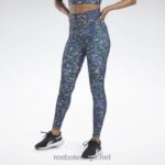 kvinner Skoggrønn 2X42N620 Reebok lux 2.0 speckle moderne safari-leggings