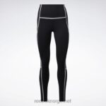 kvinner svart 2X42N230 Reebok lux fargeblokk-tights med høy midje - Bilde 8
