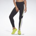 kvinner svart 2X42N353 Reebok lux fargeblokk-tights med høy midje