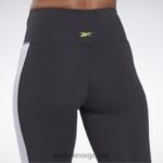 kvinner svart 2X42N353 Reebok lux fargeblokk-tights med høy midje - Bilde 5