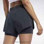 kvinner svart 2X42N400 Reebok kjører to-i-ett shorts - Bilde 5