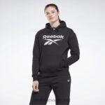 kvinner svart 2X42N408 Reebok identitet stor logo fleece hettegenser
