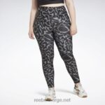 kvinner svart 2X42N551 Reebok treningsklare leggings med trykk (plus size)