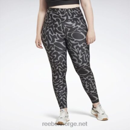kvinner svart 2X42N551 Reebok treningsklare leggings med trykk (plus size)