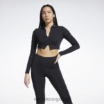 kvinner svart 2X42N669 Reebok klassisk langermet polo topp