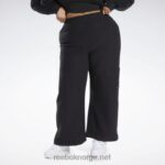 kvinner svart 2X42N730 Reebok klassiske omvendt fleecebukser med brede ben (plus size)