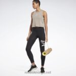 kvinner svart 2X42N818 Reebok leggings med identitetslogo - Bilde 2