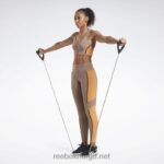 kvinner taupe 2X42N501 Reebok lux fargeblokk-tights med høy midje - Bilde 2