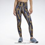 kvinner vektor marine 2X42N538 Reebok myt allover print tights