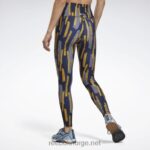 kvinner vektor marine 2X42N538 Reebok myt allover print tights - Bilde 3