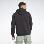 menn svart 2X42N1171 Reebok identitetsfleece hettegenser med stablet logo-genser - Bilde 3