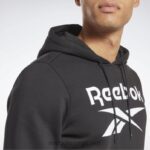 menn svart 2X42N1171 Reebok identitetsfleece hettegenser med stablet logo-genser - Bilde 4