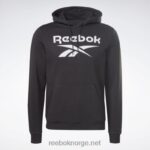 menn svart 2X42N1171 Reebok identitetsfleece hettegenser med stablet logo-genser - Bilde 6