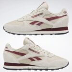 moderne beige/alabaster/klassisk burgunder 2X42N58 Reebok klassiske skinnsko - Bilde 9
