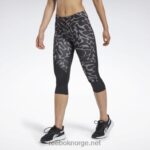svart 2X42N733 Reebok løpende capri-tights med trykk