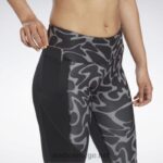 svart 2X42N733 Reebok løpende capri-tights med trykk - Bilde 4