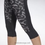 svart 2X42N733 Reebok løpende capri-tights med trykk - Bilde 5
